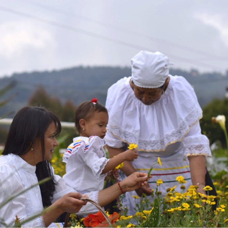 Finca Londoño with her daughter and granddaughter in the Finca Silletera in Santa Elena, Colombia.