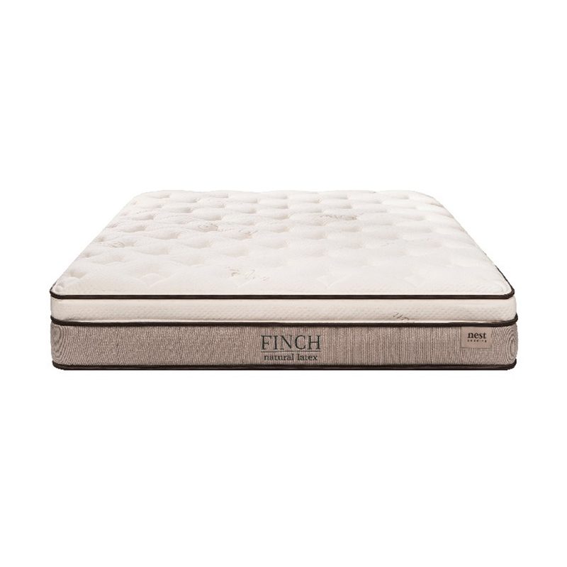 A Finch latex mattress on plain background.