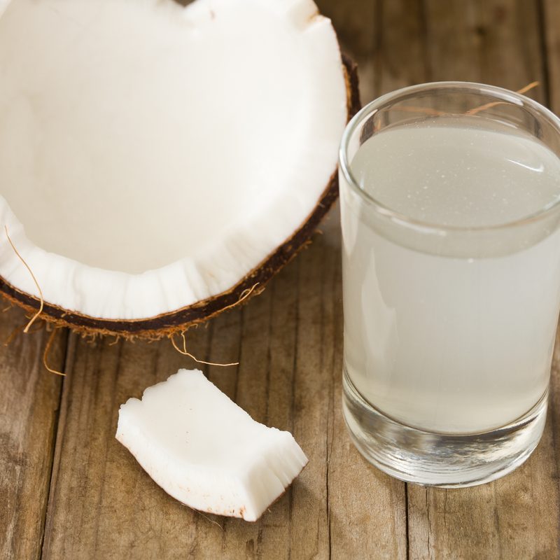 Coconut water and a nut