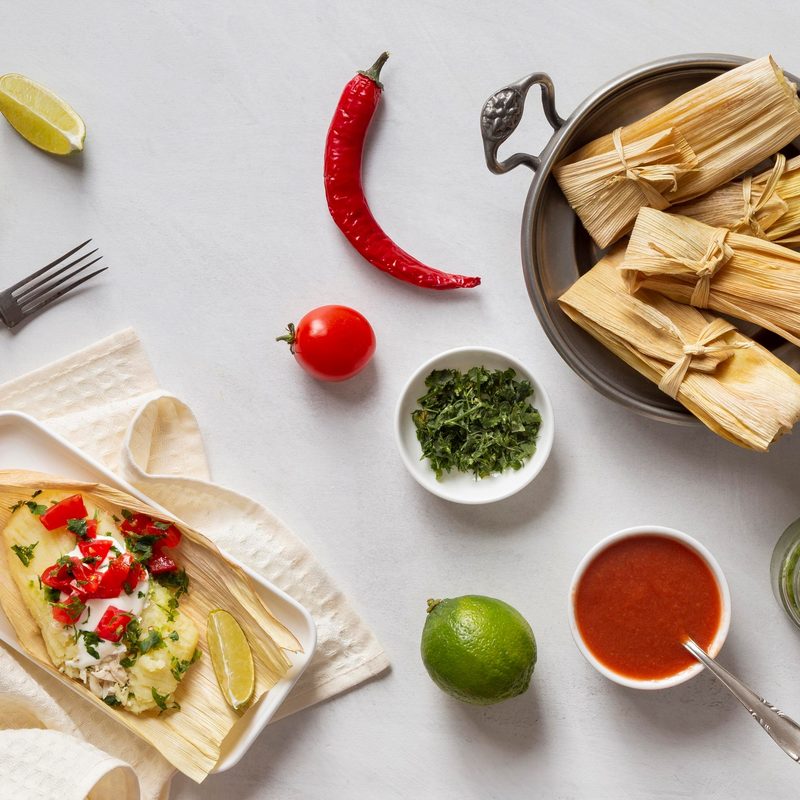 Laid out homemade hot sauce ingredients.