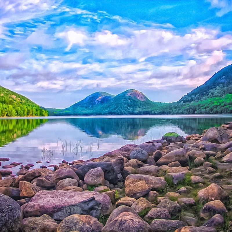 Jordan Pond from Mount Desert Island, Acadia National Park in Maine