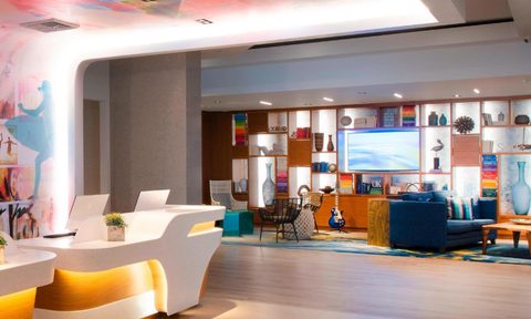 The lobby at the Renaissance Newport Beach hotel in Newport Beach, California.