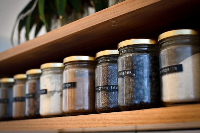 Spices in containers