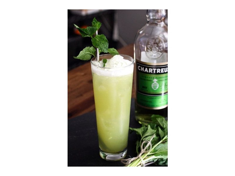 Pineapple cocktail served in a glass.