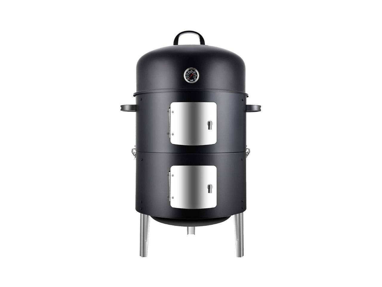 Realcook Vertical Charcoal smoker on white background.