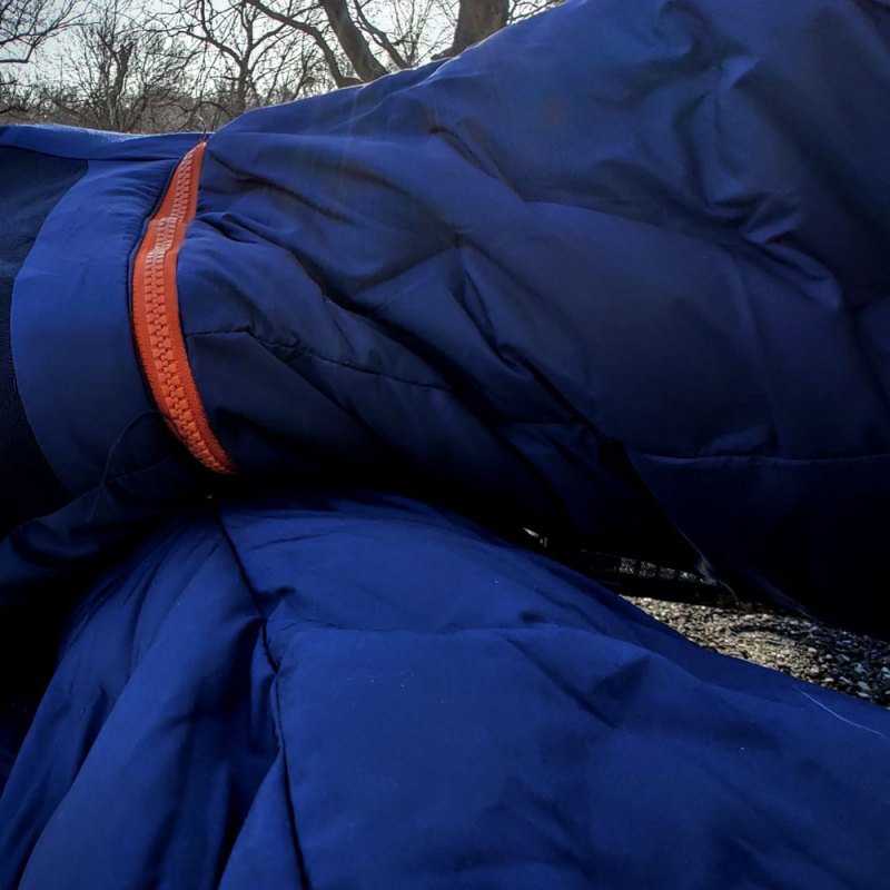 Removable booties on the Selk'bag Nomad wearable sleeping bag.