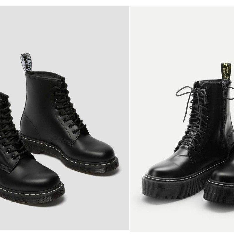 On the left, Dr. Marten platform boots. On the left, Shein's version.