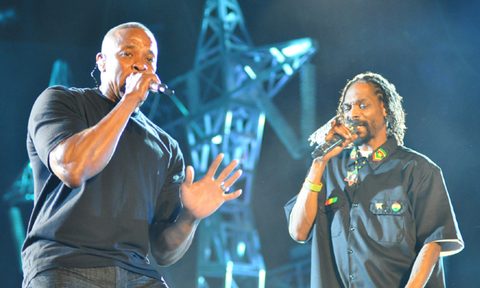 Snoop Dogg and Dr. Dre performing at Coachella, April 22, 2012.