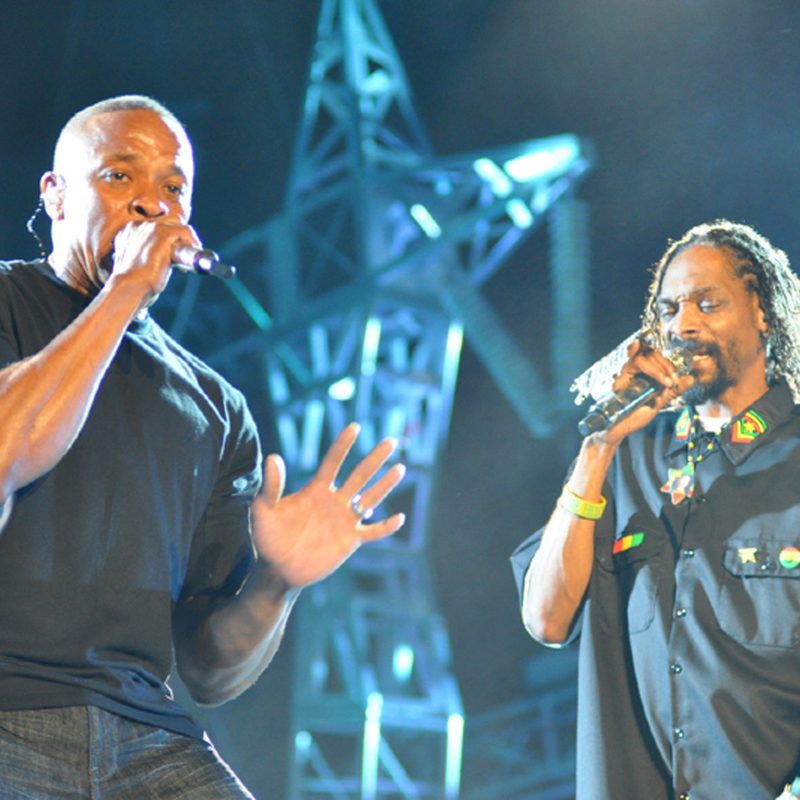 Snoop Dogg and Dr. Dre performing at Coachella, April 22, 2012.