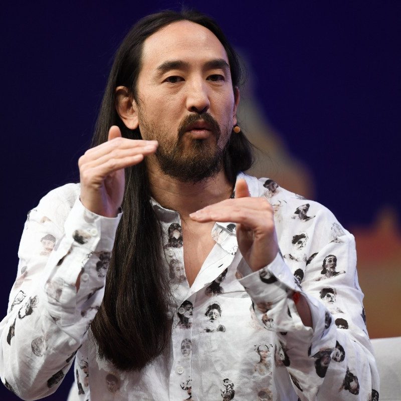 Steve Aoki on stage during day three of Collision 2019 at Enercare Center in Toronto, Canada.
