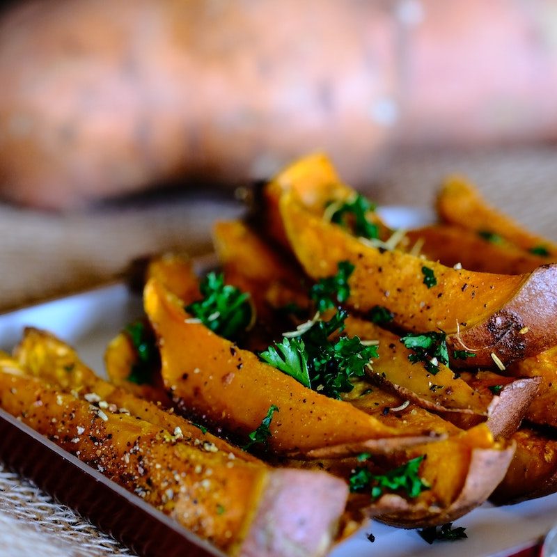 Sweet potato wedges.