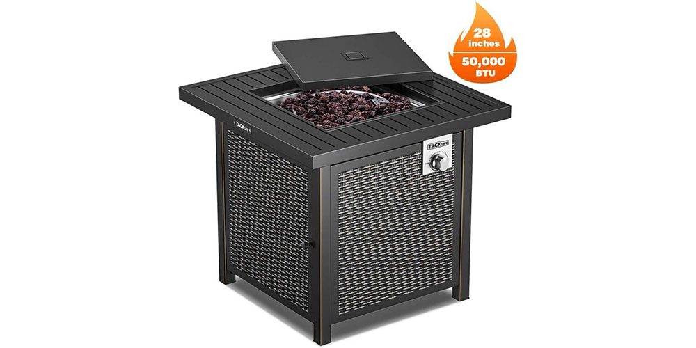 The Tacklife Outdoor Heating on a white background with its lid slightly open.