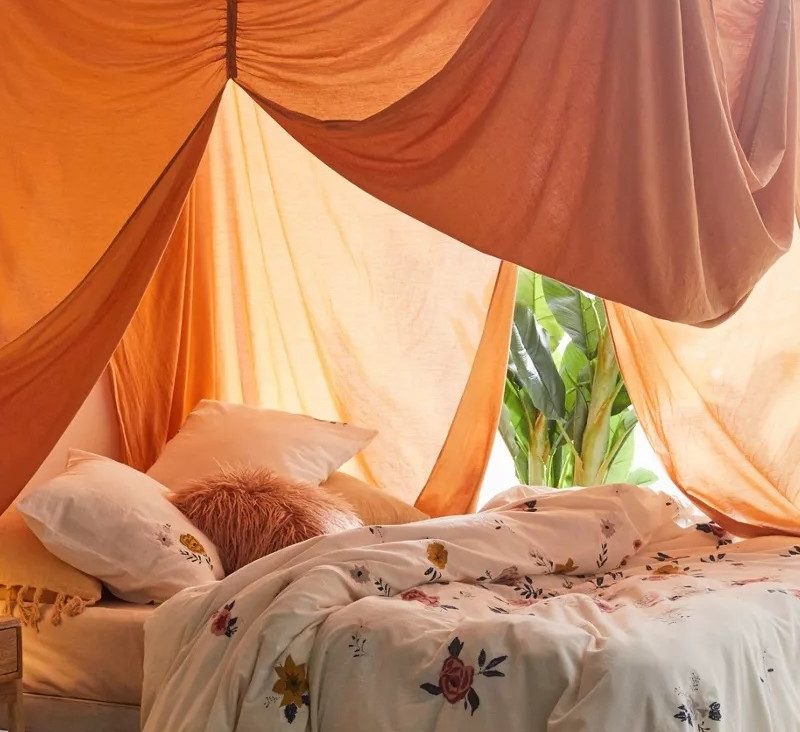 Urban Outfitters Tessie Bed Canopy Set in spring colors.