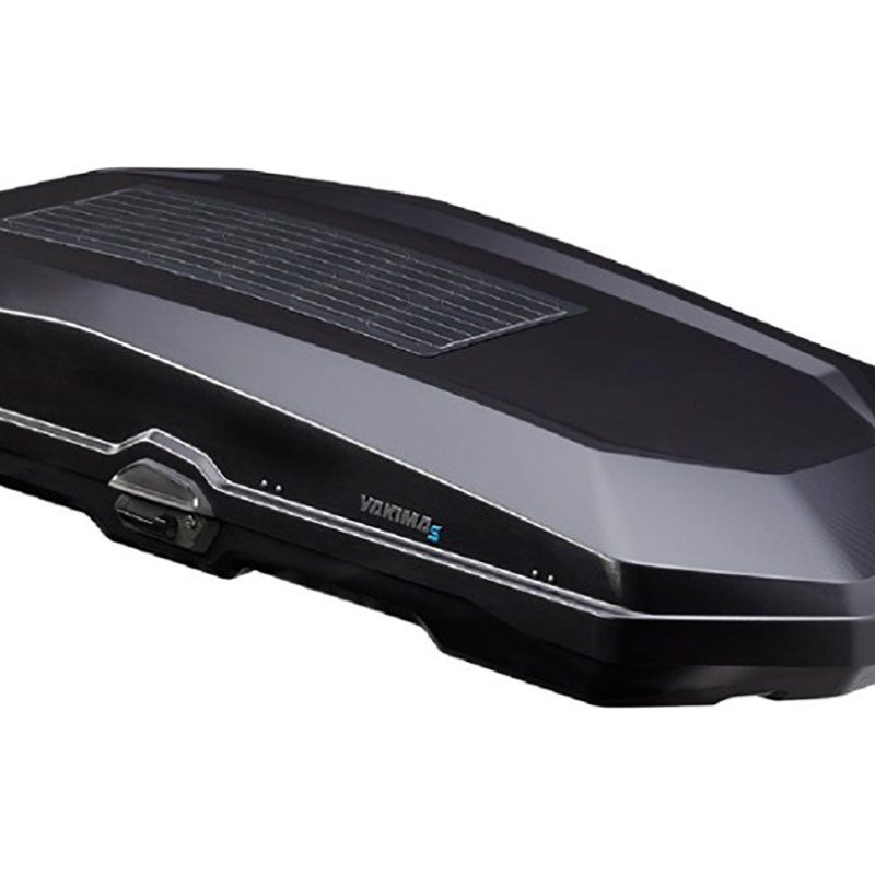 A sleek Yakima CBX Solar 16 Roof Box on white background.