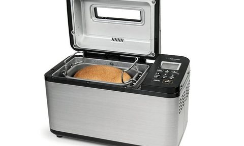 Zojirushi bread maker with bread inside.