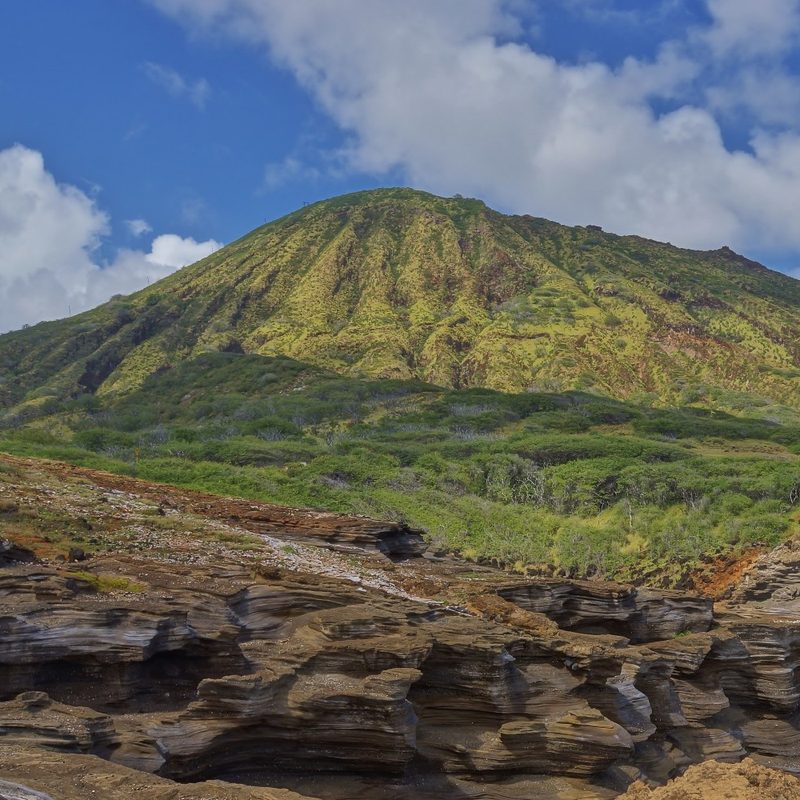 A view of the Koko Head Crater in Oahu, Hawaii.