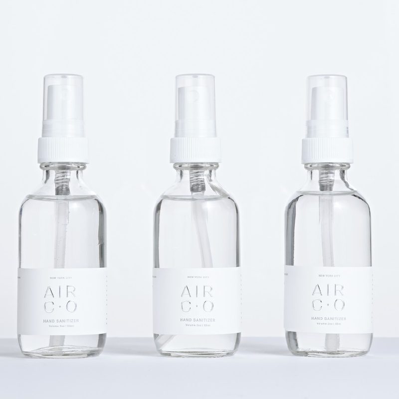 Bottles of Air Company sanitizer.