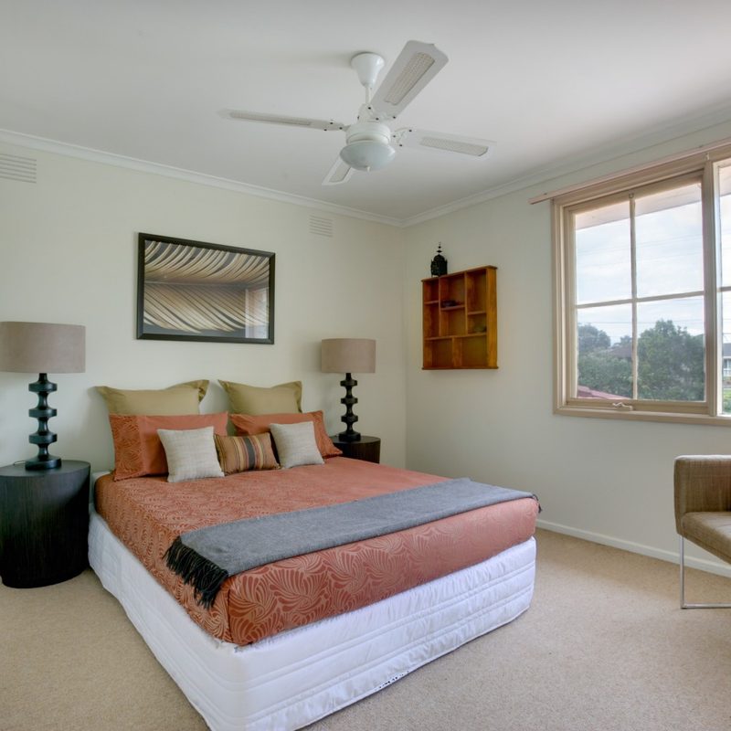 A bedroom with contemporary design