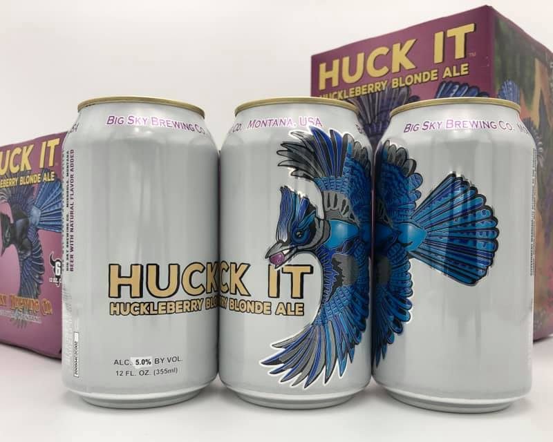 Big Sky Brewing Huck It beer stack on a white background.