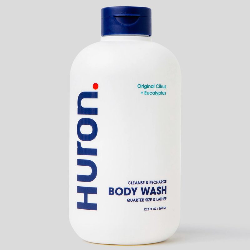 A bottle of Huron body wash.