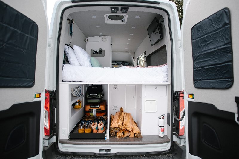Inside Cabana camper van.