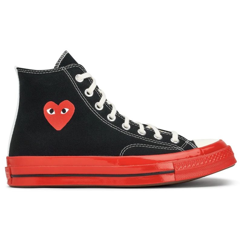 Comme des Garçons PLAY x Converse Chuck 70 in black and red.