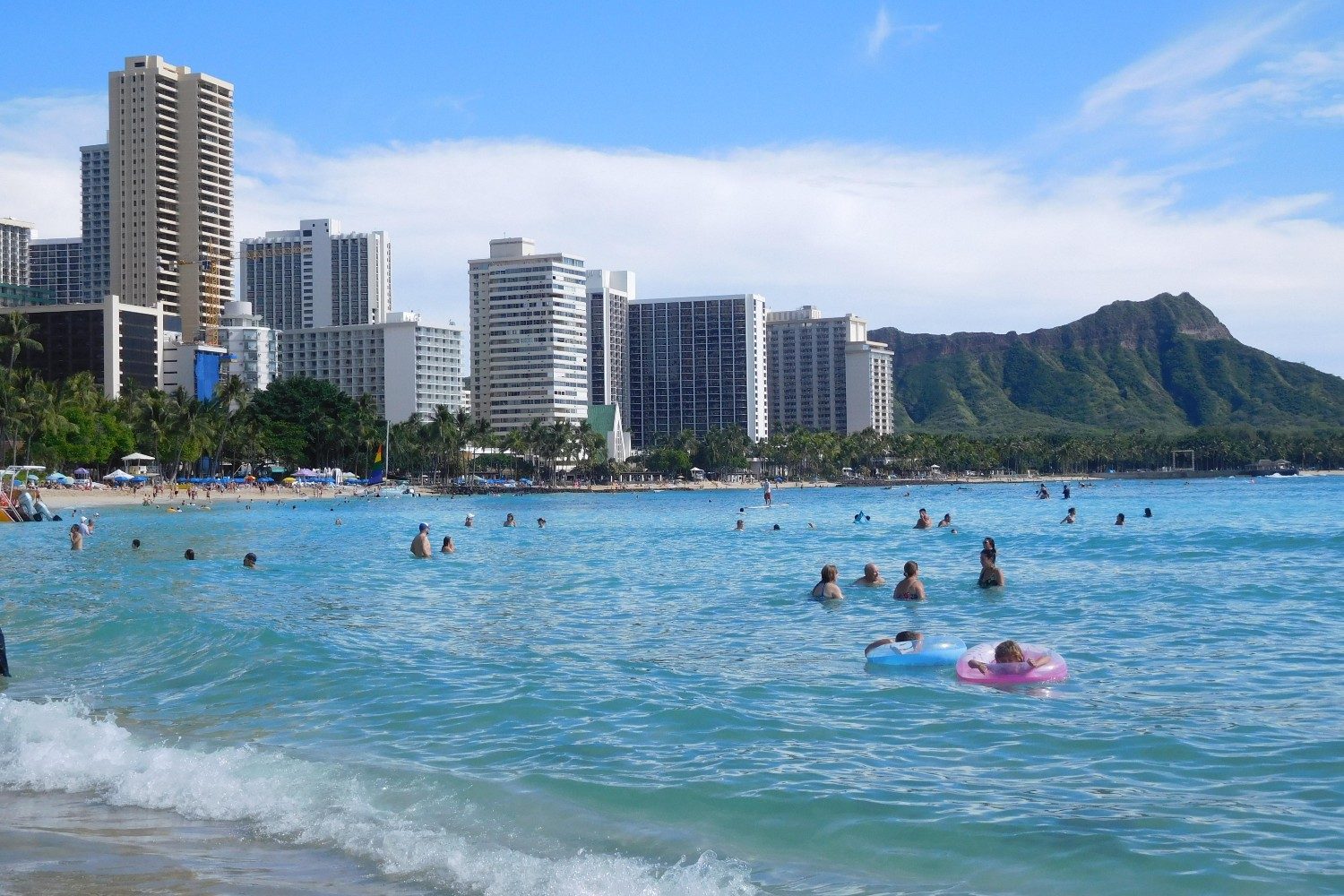 The beach at Waikiki in Honolulu, Oahu, Hawaii.