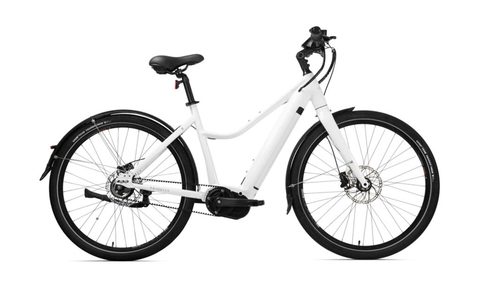 White Priority Current ebike against a white background.