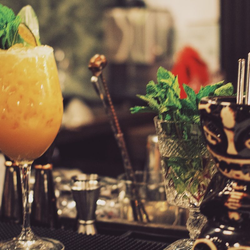 Tropical cocktail at a bar