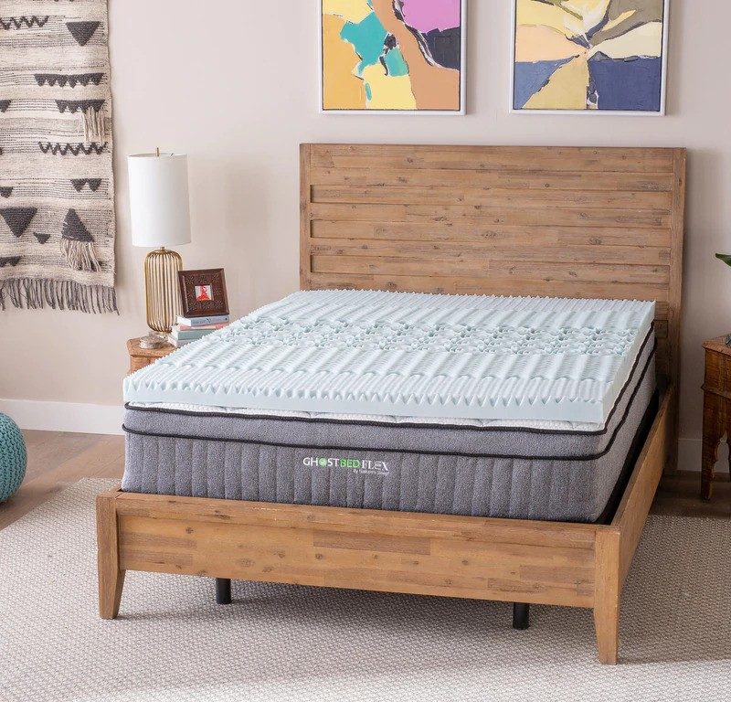 GhostBed Memory Foam Topper in a modern room.