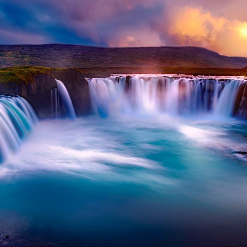 The Goðafoss waterfall in Iceland's Diamond Circle.