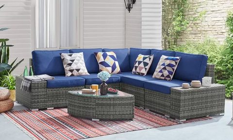 The Gorden wicker patio furniture arrangement looks good on any patio.