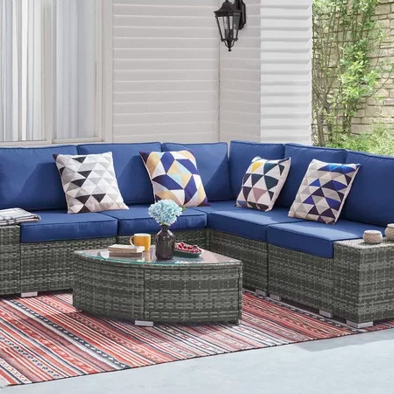 The Gorden wicker patio furniture arrangement looks good on any patio.