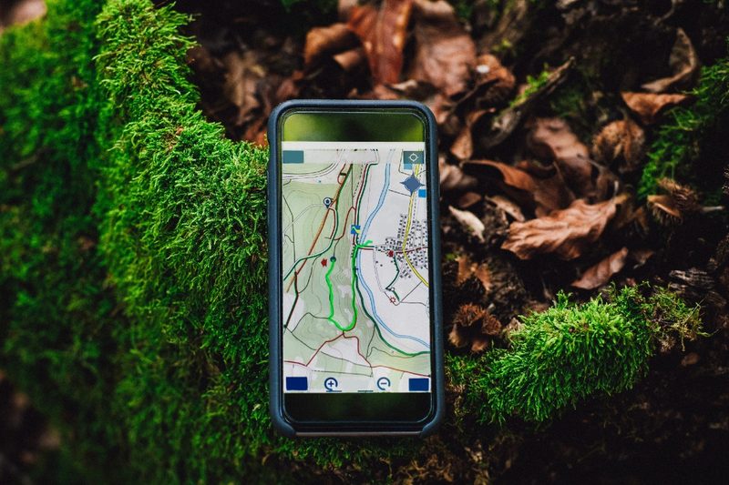 A GPS app on a mobile phone.