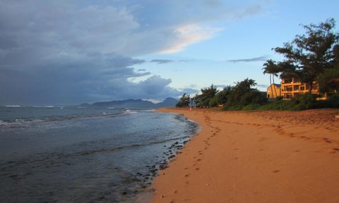 The beach at Kapa’a, Kauai, Hawaii.