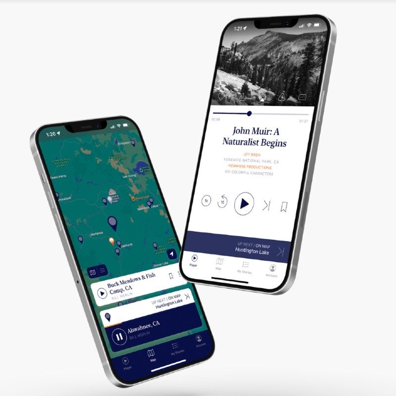 HearHere App displays on mobile phones.