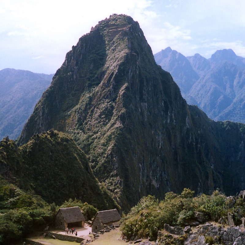 A view of Huayna Picchu and Machu Picchu in Peru