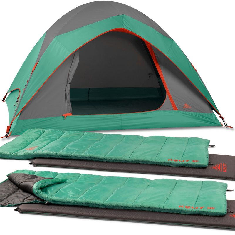 Kelty Discovery Tent with two bedrolls against white background