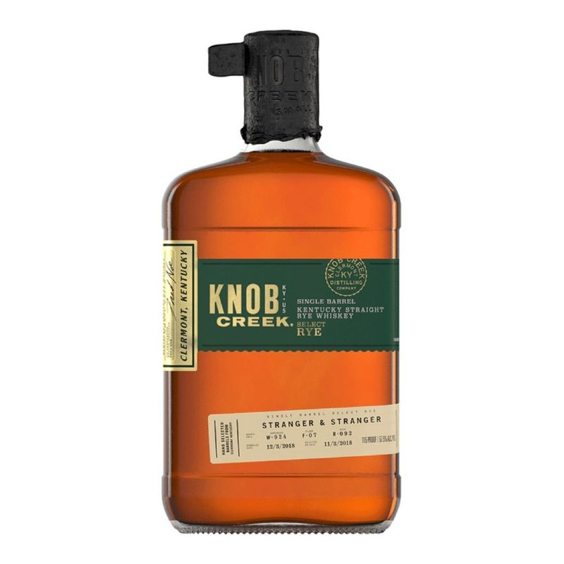 A bottle of Knob Creek Rye whiskey.