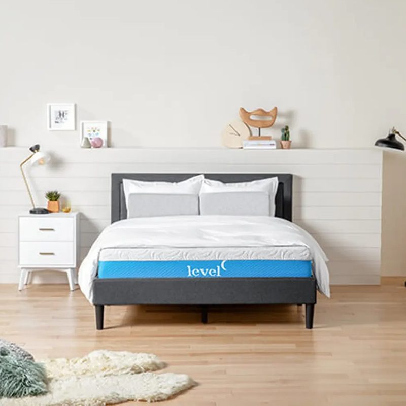 A Level Sleep Mattress in a bedroom.
