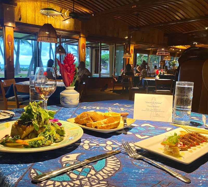 A table setting at Mama's Fish House in Maui.