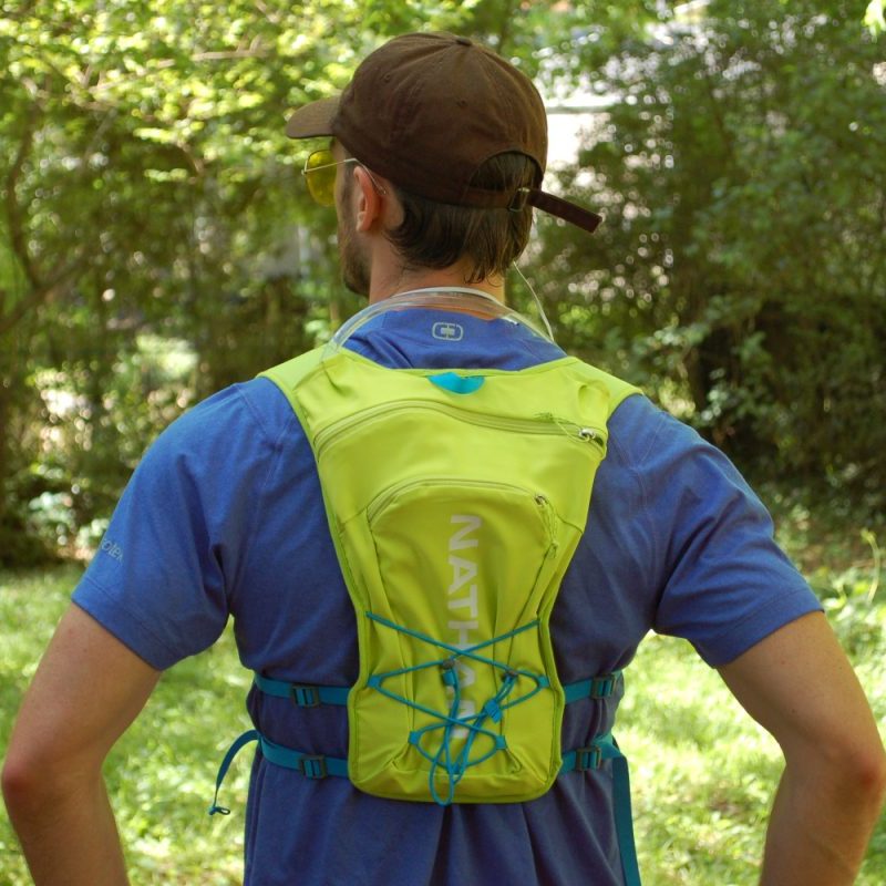 Nathan Quickstart 2.0 6L hydration vest from the back.
