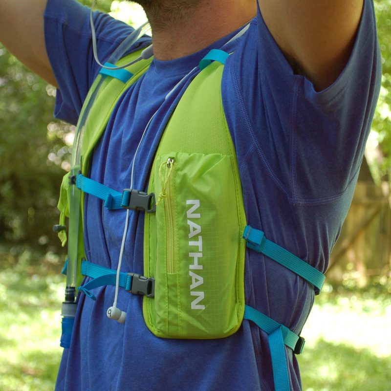 Sideview of the Nathan Quickstart 2.0 hydration pack.