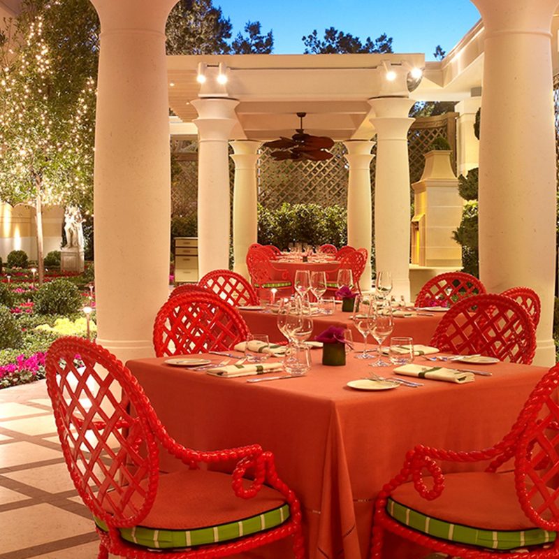 The outdoor dining area at Sinatra, Encore at Wynn Las Vegas