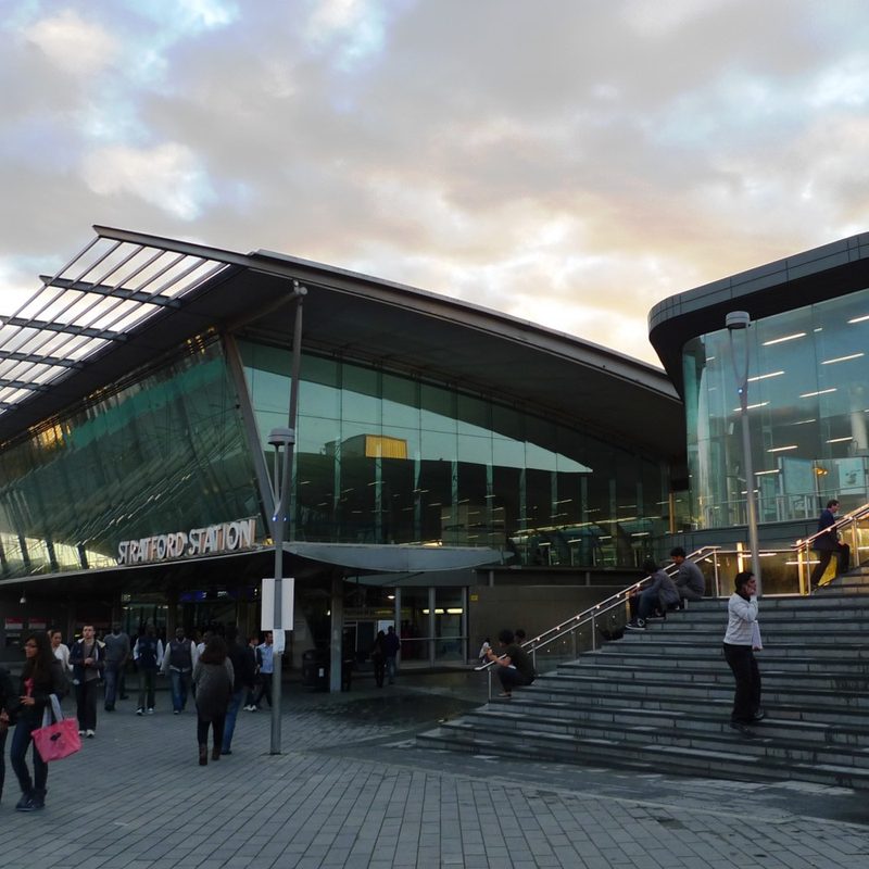 The Stratford train station in London's East End.