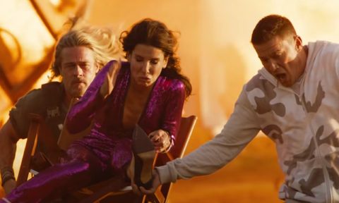 Brad Pitt (left), Sandra Bullock, and Channing Tatum (right) in 'The Lost City.'