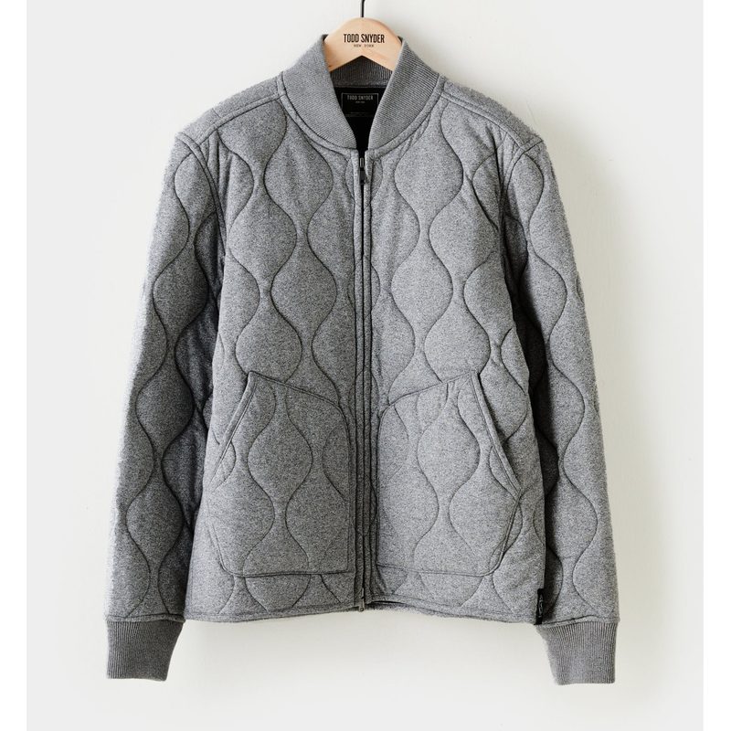 The Quilted Bomber Jacket from Todd Snyder in Salt and Pepper.