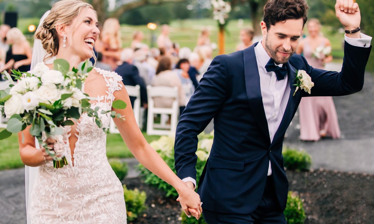 A bride and groom who just got married.
