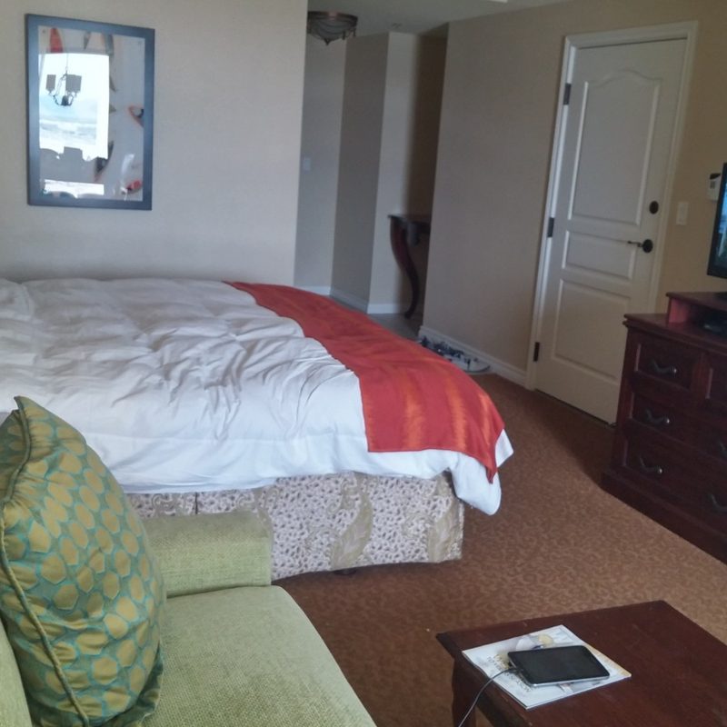 A TV in a hotel room