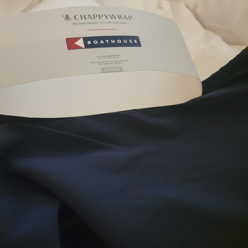 A glimpse of the ChappyWrap Water Resistant Outdoor Blanket in my home.